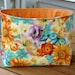 Floral Fabric Basket, Bucket, Container in Orange and Aqua