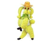 Pooch Brooch - Vintage 1950s Novelty Brooch, Yellow Cowboy Poodle with Red Rhinestone Eyes Signed J.J., Very Unusual