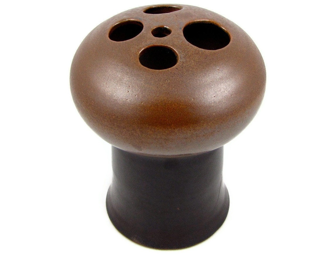 Space Vase - Unusual Vintage 5 Hole Mushroom Shaped Vessel by Jaru California, Mid Century Modern Art Pottery, Ceramic Alien Pod Plant