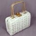 Petite Purse - Vintage 1960s Tiny White Basket Purse with Gold Metal Handles, Handbag Measures a Wee 3.5"x5", Size of an Index Card