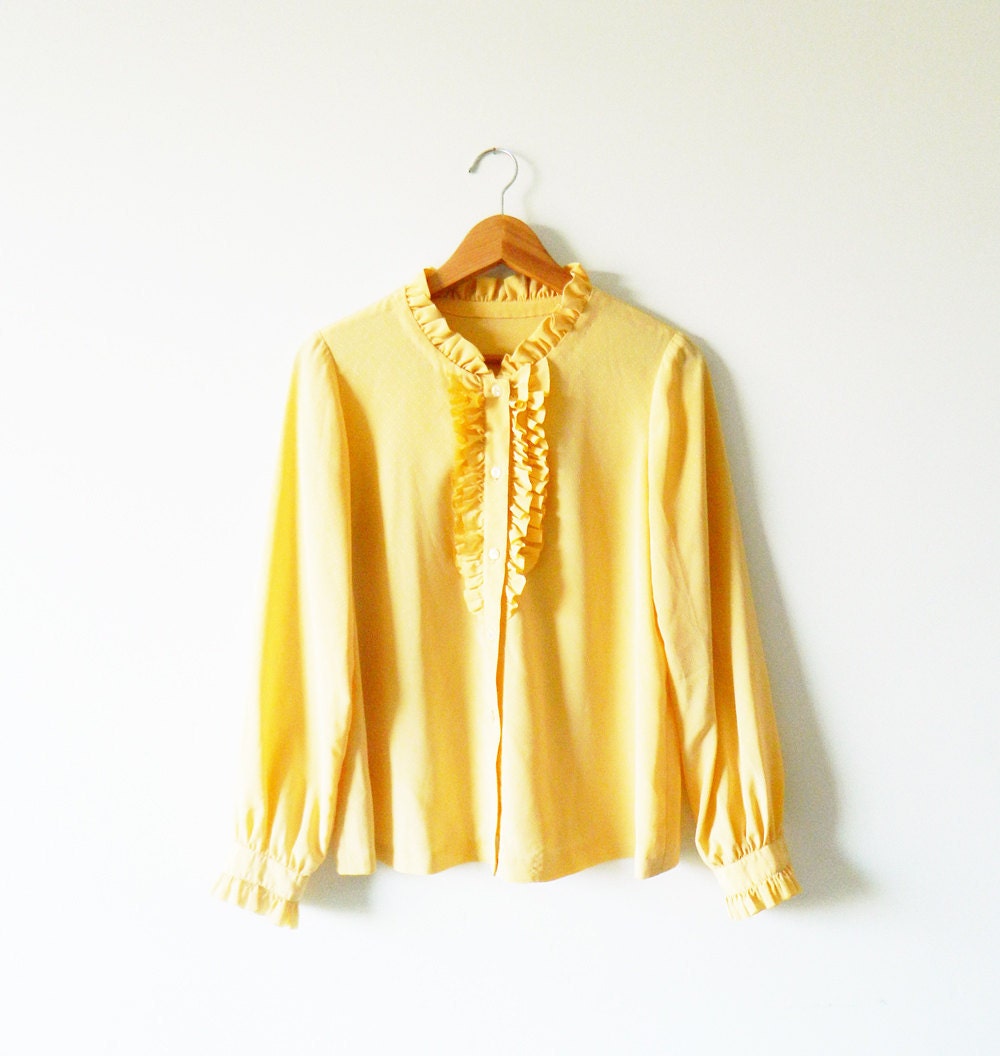 Mustard Yellow Vintage Ruffle Blouse