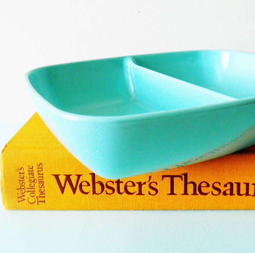 RESERVED for Heather-Blue Melmac Divided Dish
