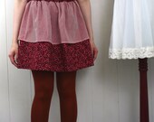 Womens Skirt Red Floral Cotton Chiffon Small Medium S M  30% OFF SALE
