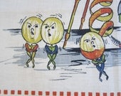 Vintage Tea Towel Anthropomorphic Oranges