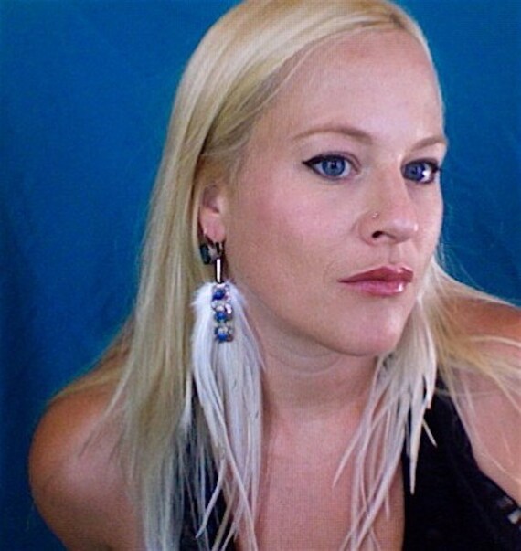 Creme feather earrings