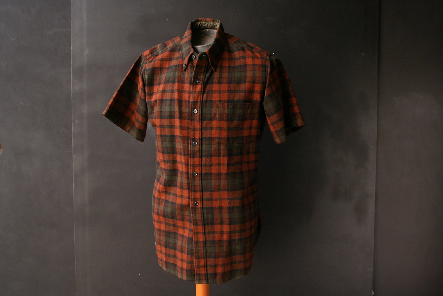 Pendleton Wool Shirt Plaid Short Sleeves Brown and Green 1027 Vintage From Nowvintage on Etsy