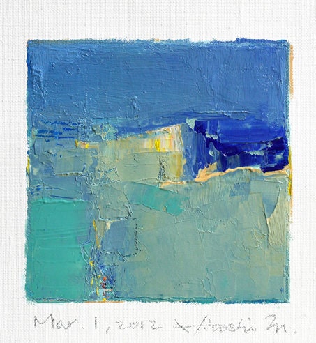Mar. 1, 2012 - Original Abstract Oil Painting - 9x9 painting (9 x 9 cm - app. 4 x 4 inch) with 8 x 10 inch mat