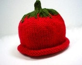 Tomato Hat for fall baby newborn toddler 3 6 12 18 months Hand Knit Handmade
