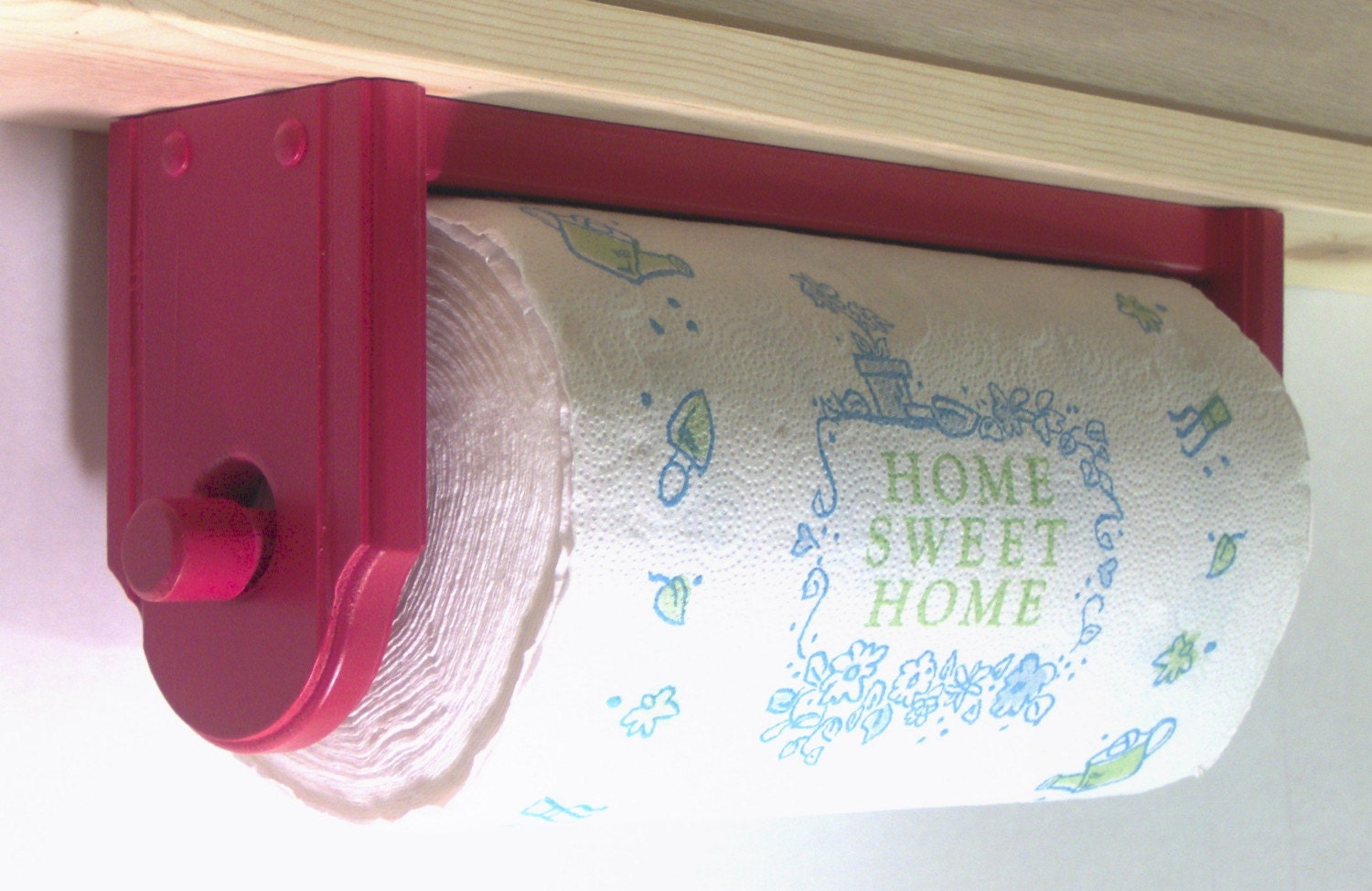 Paper towel holder wall under cabinet wood red
