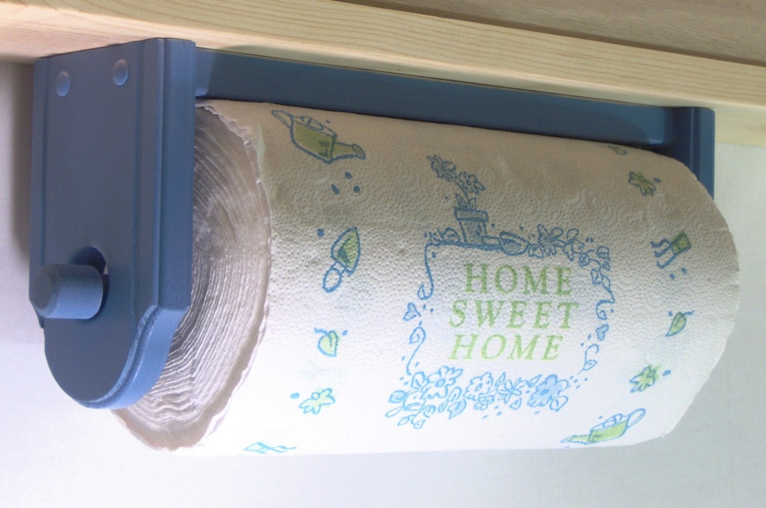 Paper towel holder wall under cabinet wood Country blue