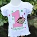Personalized Monkey Girl Kids Birthday Ruffle Shirt / Polka Dots / Short sleeve