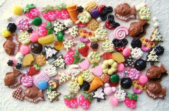 WHOLESALE Japanese 100 SWEETS Mix Cabochons Charms SET 8