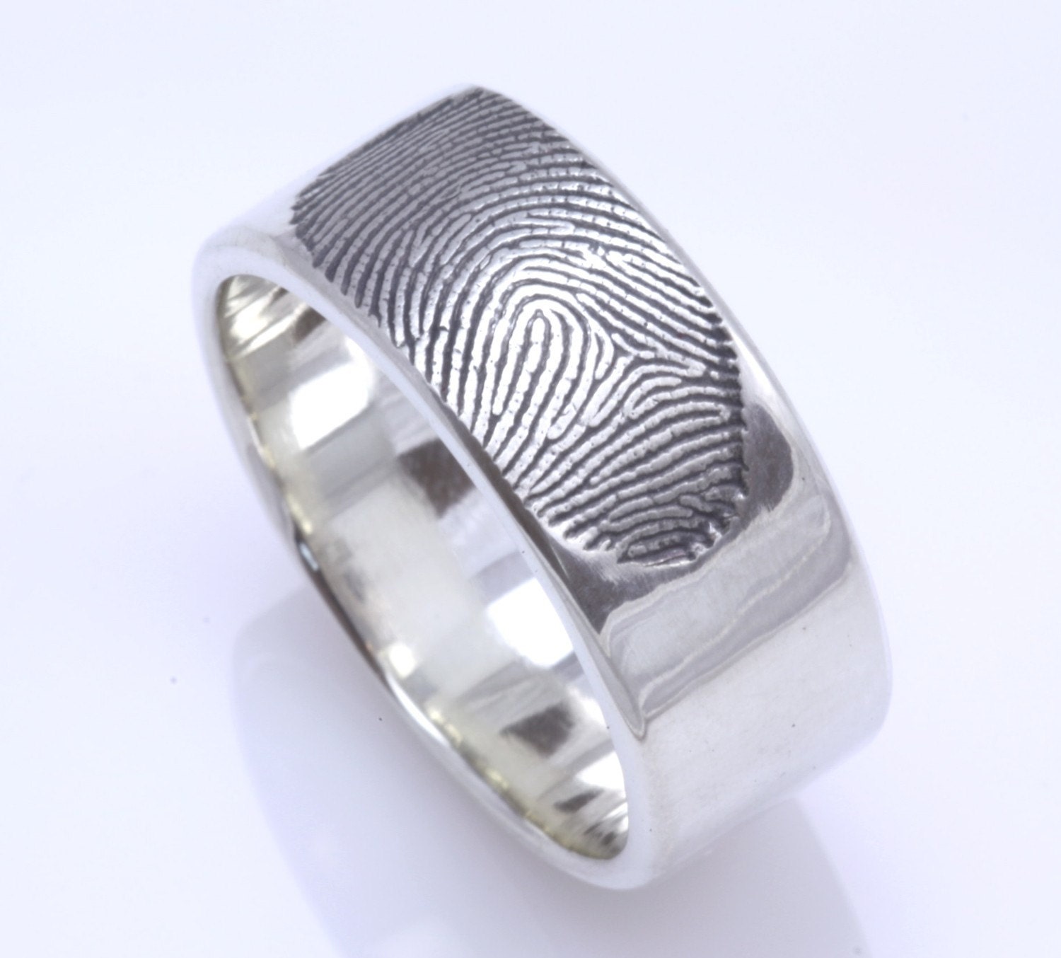 Sterling Silver Custom Fingertip Print Wedding/Commitment Band