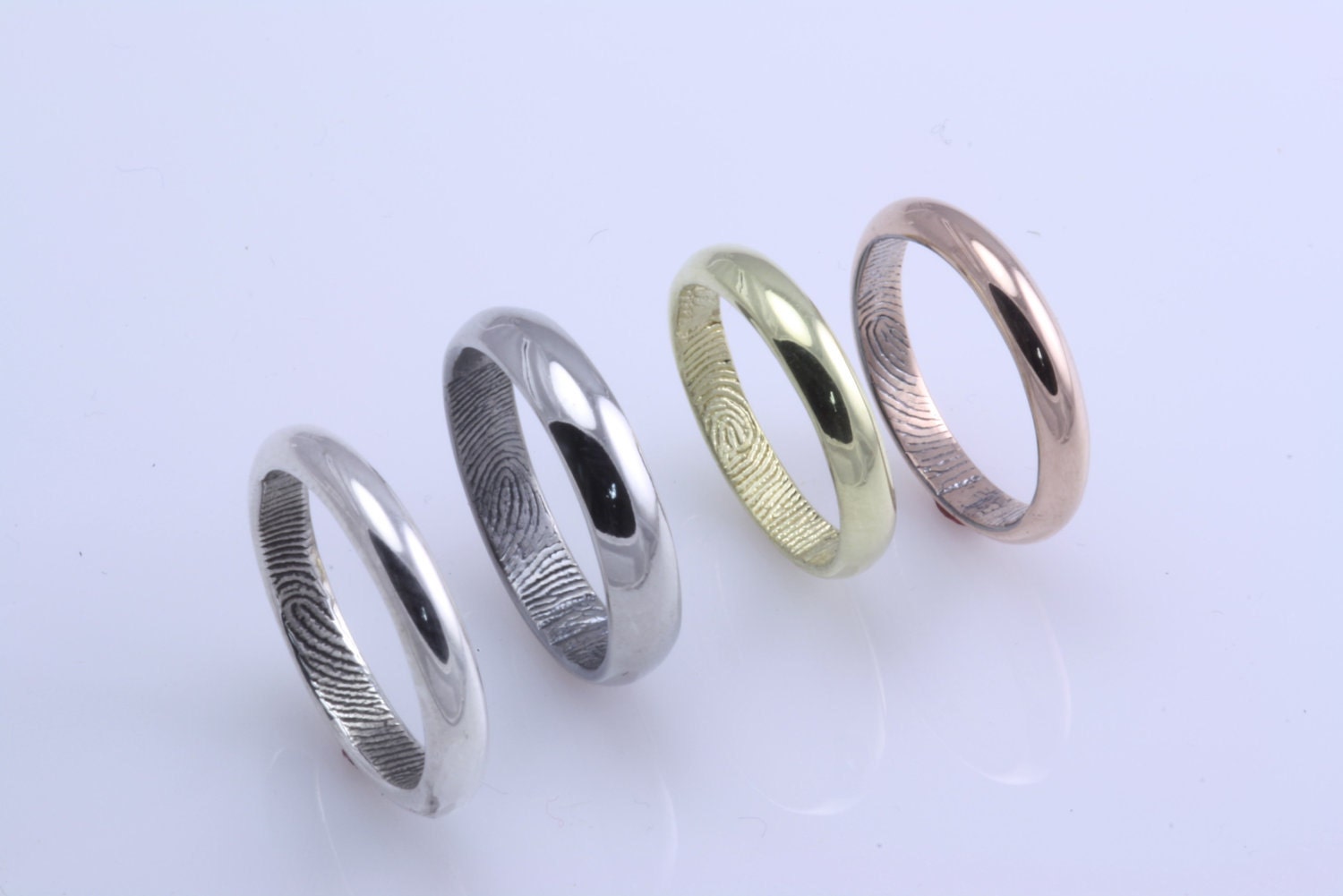 Traditional Half Round Fingerprint Wedding Band in Sterling Silver 6mm