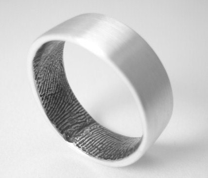 Custom fingerprint wedding bands in sterling silver (set of two)
