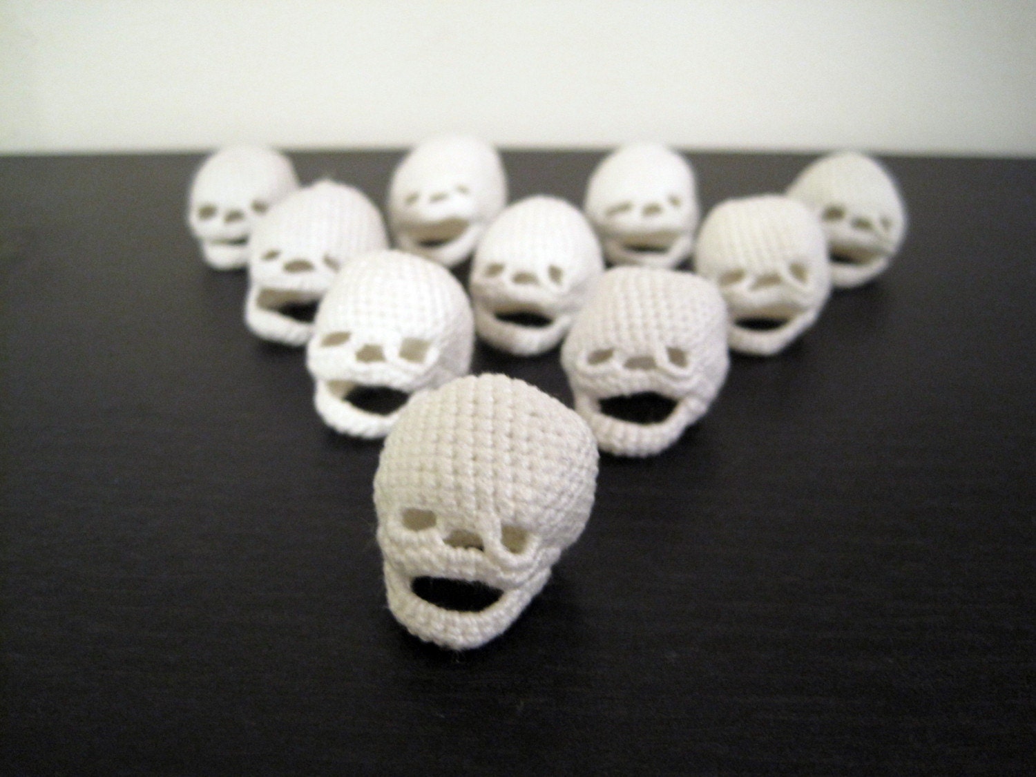 Tiny Crocheted Skulls - Set of 10