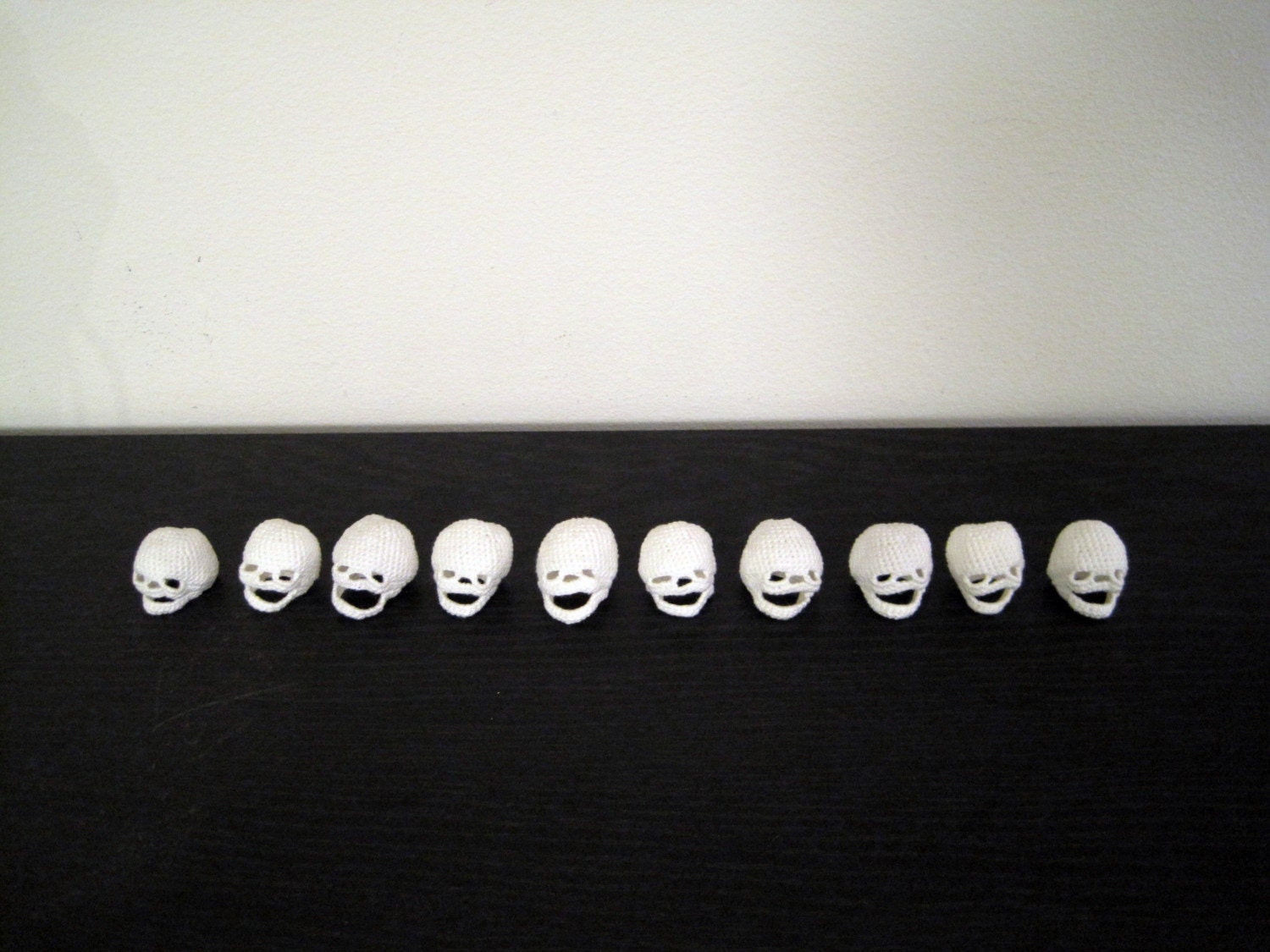 Tiny Crocheted Skulls - Set of 10
