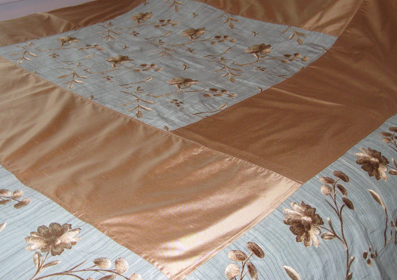 Moving Sale Blue and Yellow Silk Bedspread
