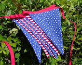 Reduced Price - Patriotic Flag Pennant Bunting Fabric Flags Ecofriendly Decorations - Ready to Ship