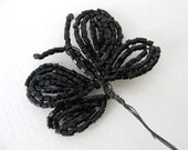 Vintage Millinery Butterfly Black Beaded Trim Italy vml0015 (1)