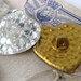 Vintage Glass Buttons. Mirrored Hearts Foiled, Shanks, West Germany 1940s but0101 (2)