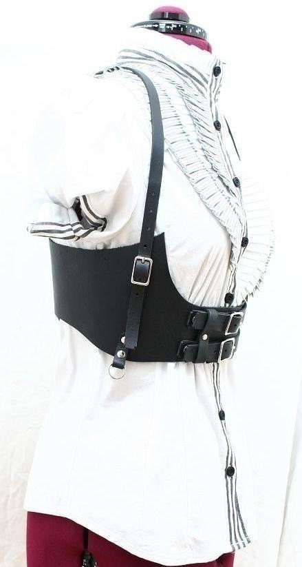 Selena Black Leather Underbust Harness Belt Steampunk Corset Lace Belt Victorian Edwardian Burning Man