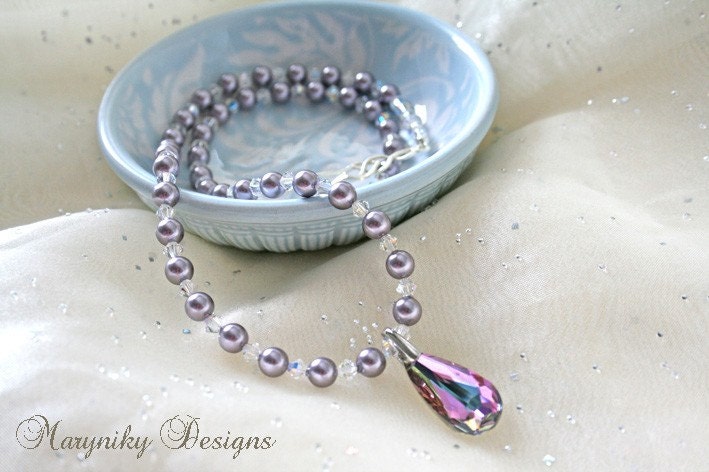 Mauve and Crystal necklace