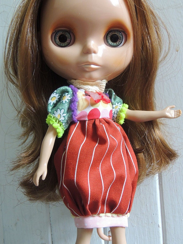 SALE: Carnival Dress - Dark red stripe