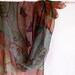 Hand painted silk scarf Ginkgo leaves and Spirals Pastel silk scarf Dark mint,chocolate and maroon colored silk scarf MADE TO ORDER