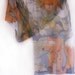 Hand painted silk chiffon scarf Tree foxes dreaming about pears,Second variant MADE TO ORDER
