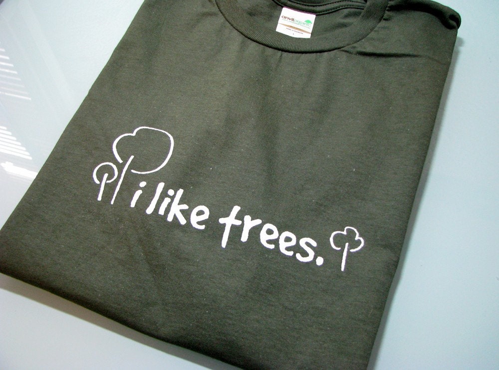 i like trees - Green - Organic Cotton - Mens Large - On Sale