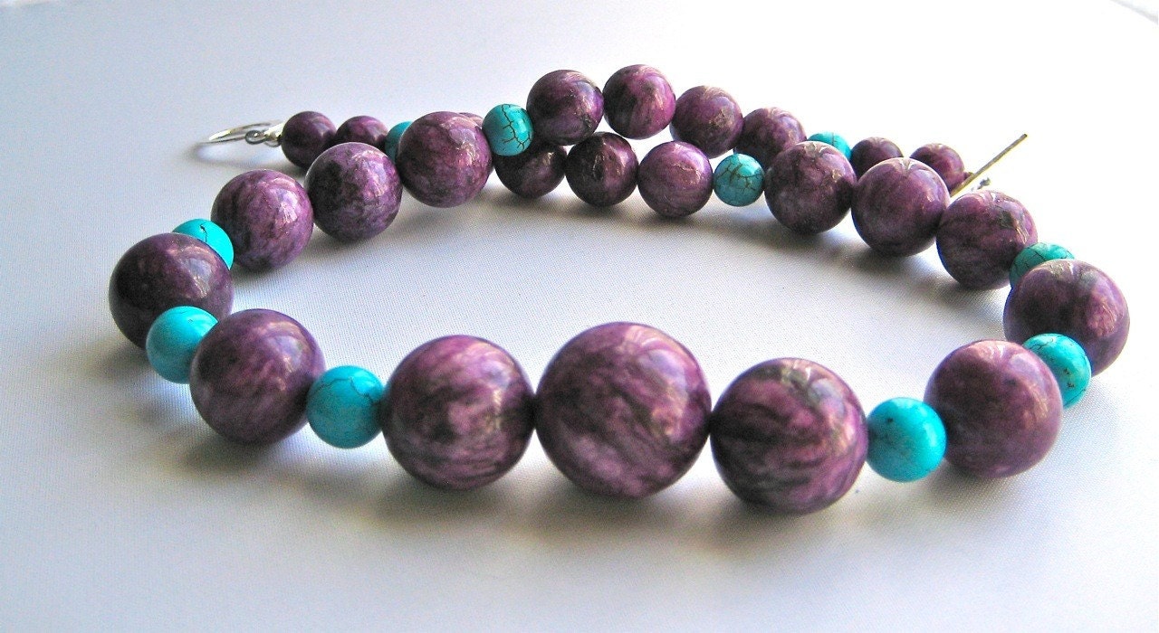 Purple Turquoise Beaded Chunky Highlands necklace