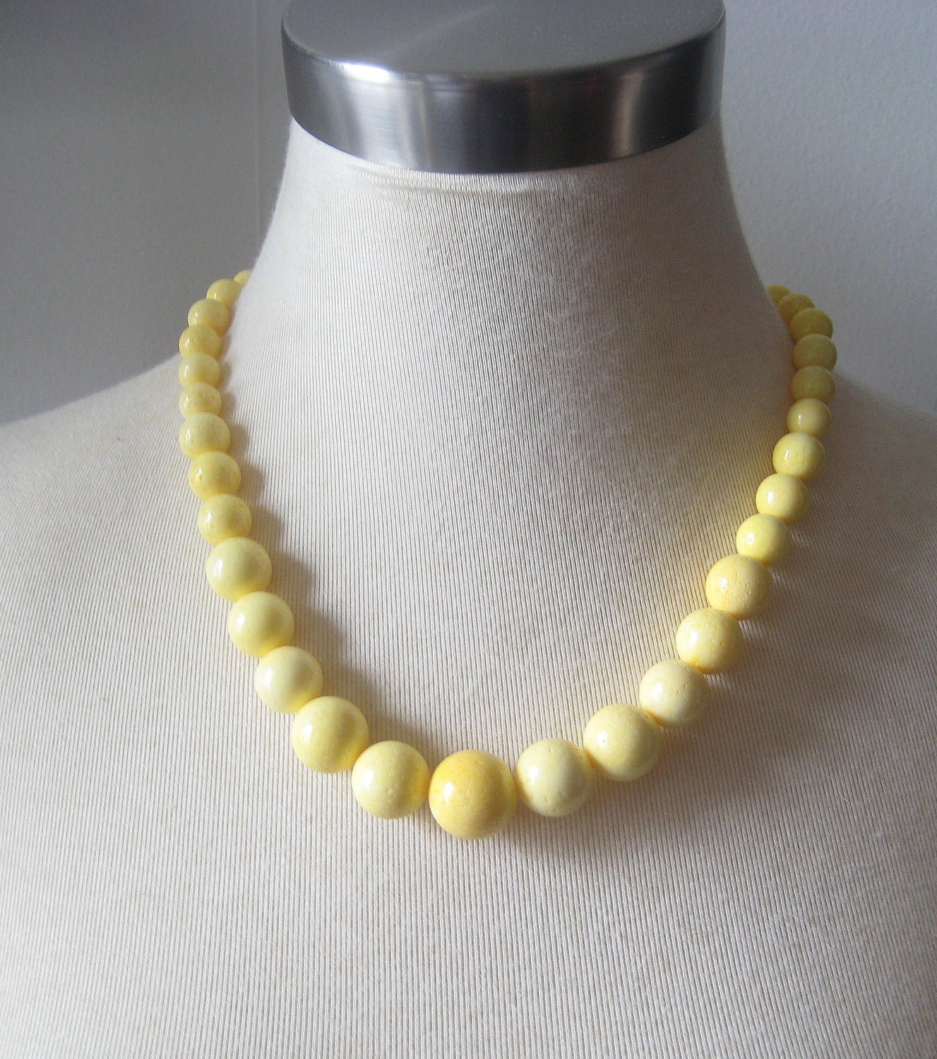 Yellow Lemon Beaded necklace  Sponge Coral "Lemon Sponge Cake"