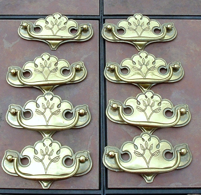 Set of 8 Solid Brass Handles by Keller