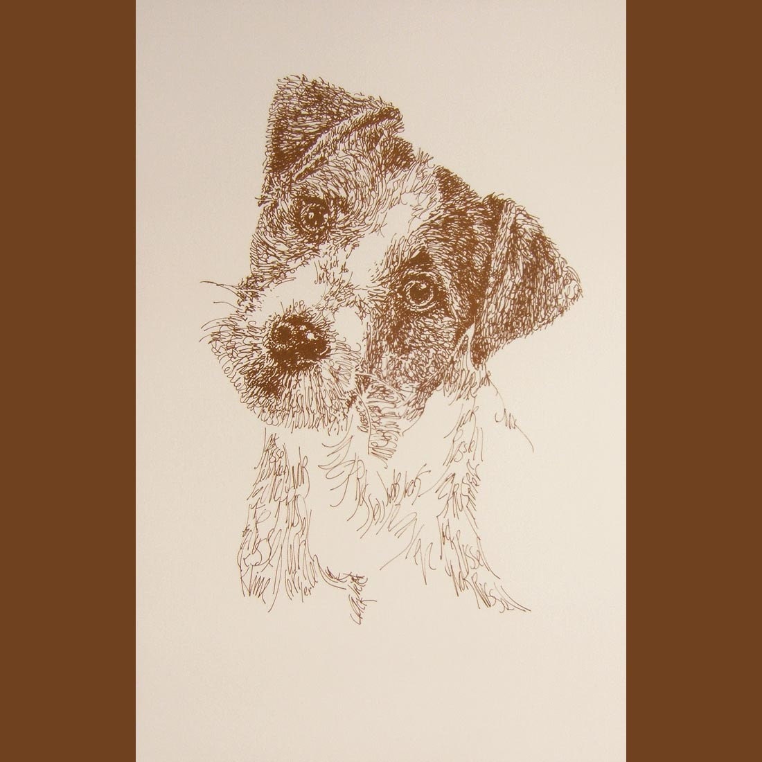 Jack Russell Terrier Rough - Artist Kline draws dog art using only words Signed 11x17 Lithograph 49/500 - Artist Adds Your Dogs Name Free