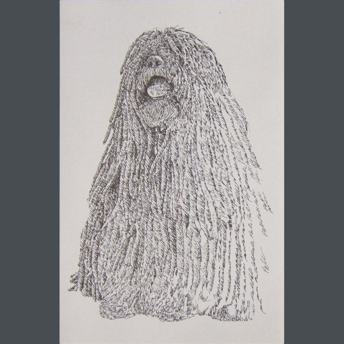Puli - Artist Kline draws his dog art using only words. Signed 11x17 Lithograph 133/500 - Your Dogs Name added Free