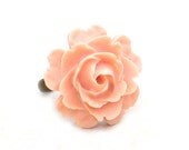 Rose Cocktail Ring Blush Peach Buttercream -Flower Adjustable Floral Brass Vintage Style