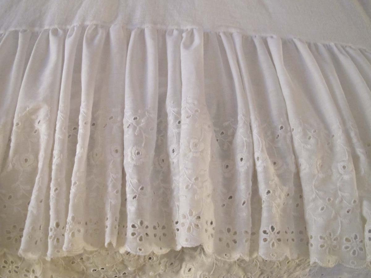 White Eyelet Pair of Twin Dust Ruffles Bed Skirts by BettyandBabs