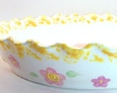 Personalized Pie Plate - Daisy - Flower - Deep Dish