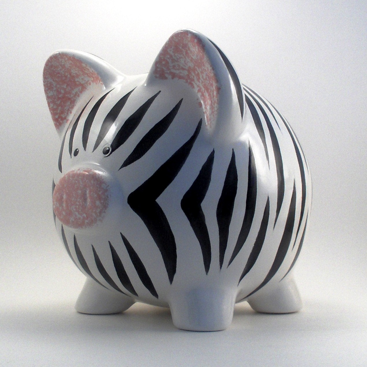 Ceramic Zebra Piggy Bank Personalized FREE by ThePigPen on Etsy