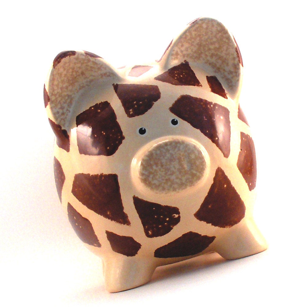 Personalized Piggy Bank - Giraffe - Ceramic - with hole in bottom - Ready to Ship