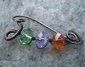 Multi Colored Crystal and Copper Pin