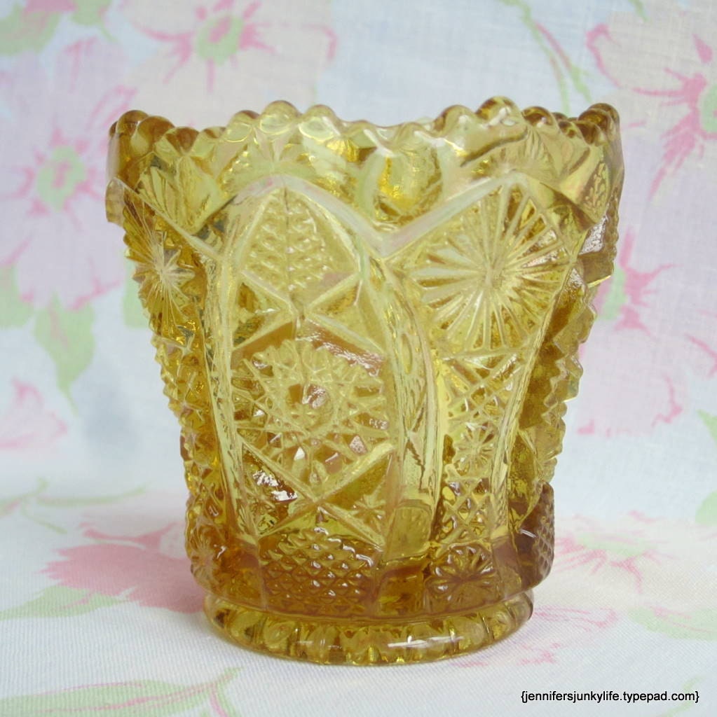 Vintage Amber Glass Toothpick Holder by WillowMoonVintage on Etsy