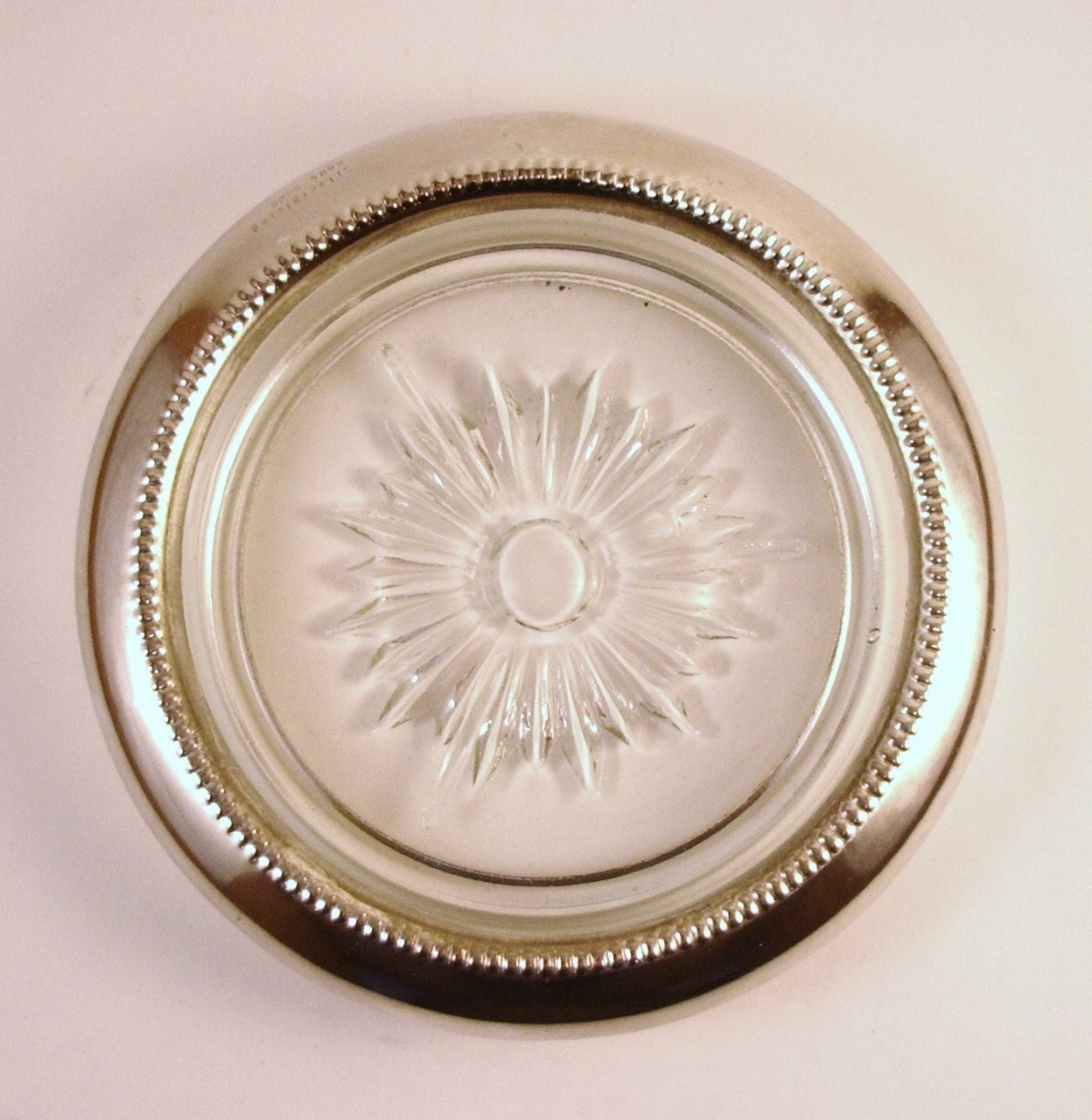 Set of 4 Vintage Silver Plated and Glass Coasters