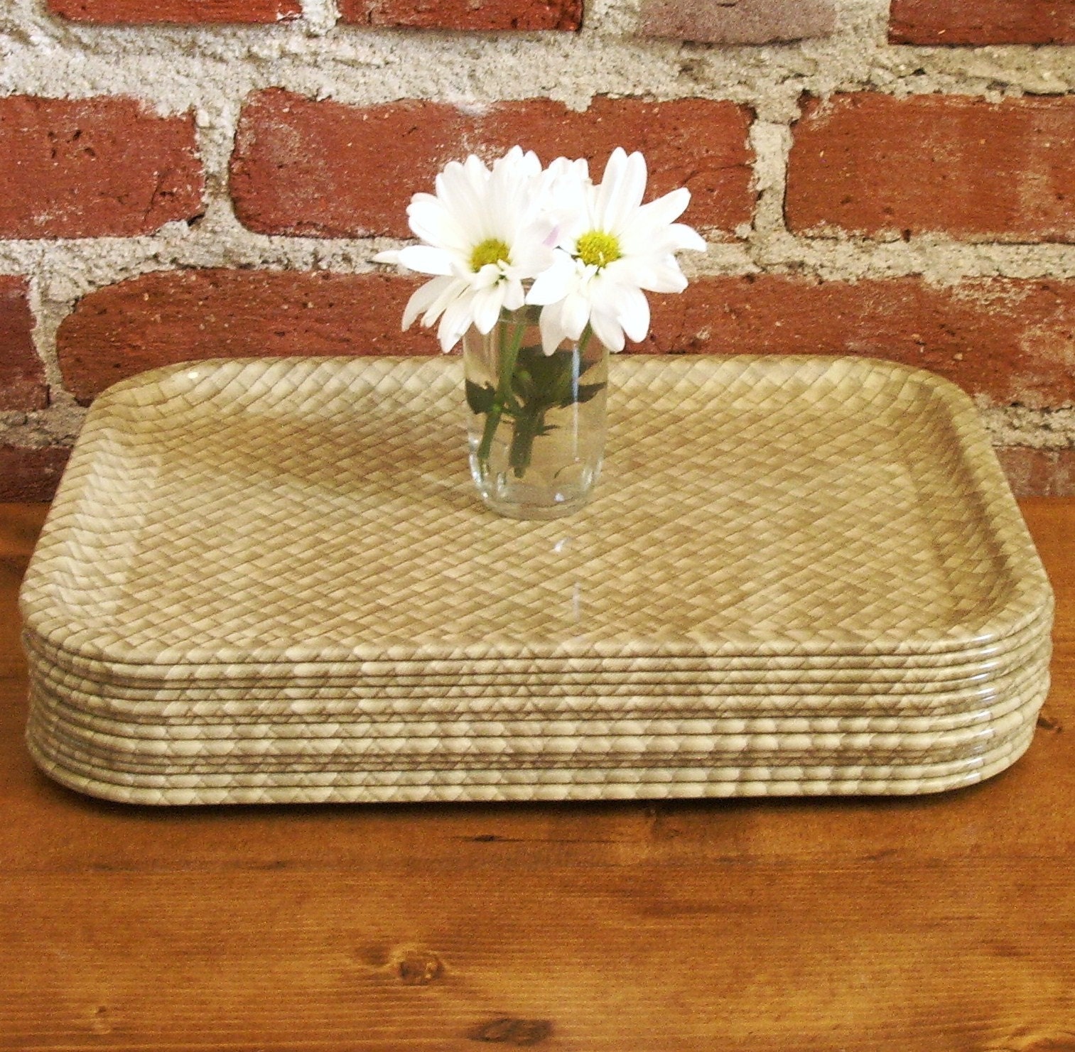 Vintage Metal Picnic Patio Trays- Set of 4