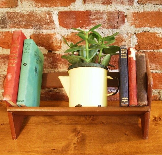 Vintage Wood Book Shelf Table Top Portable by VitalVintage on Etsy