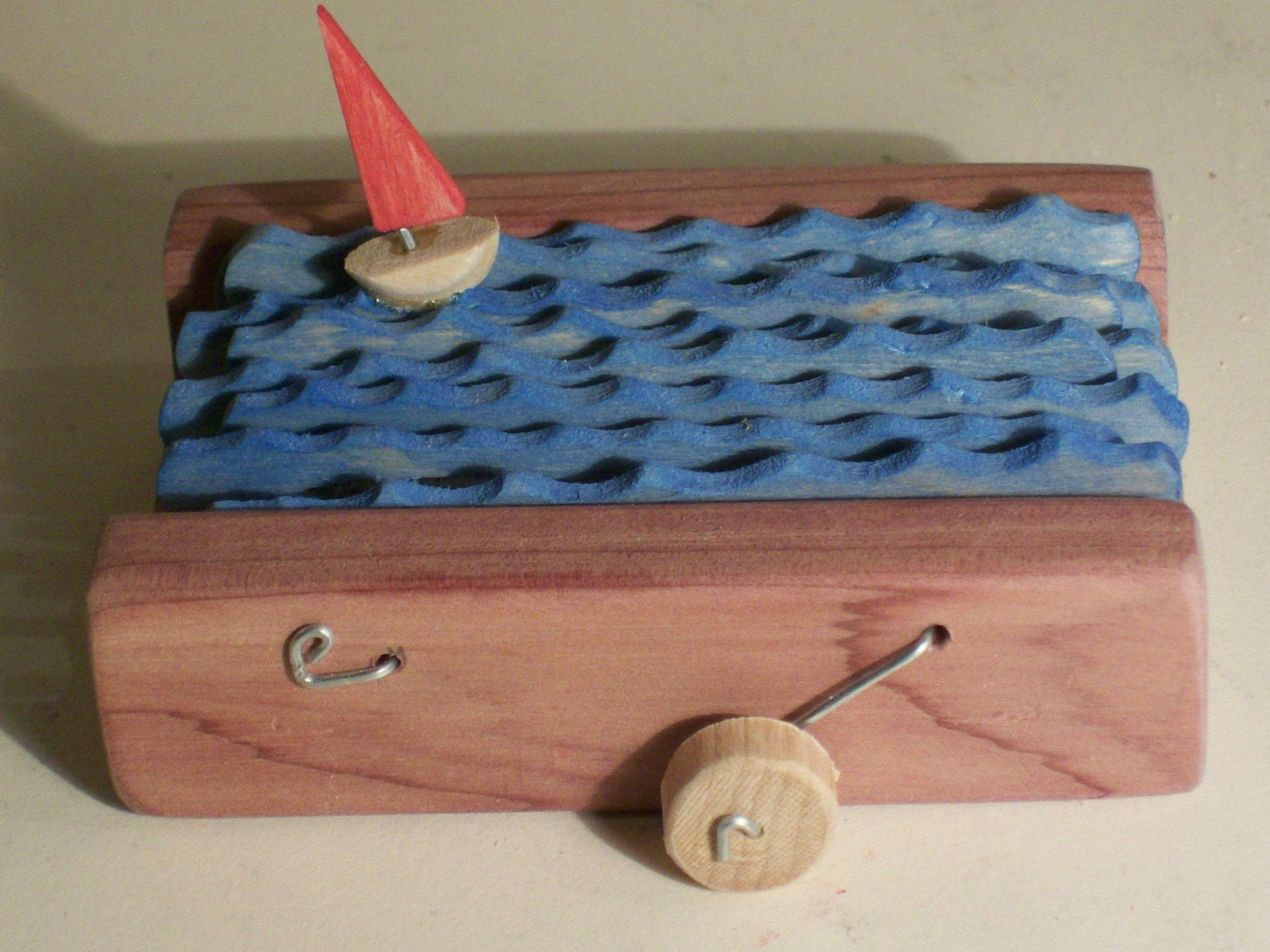 hand crank wooden boat automata