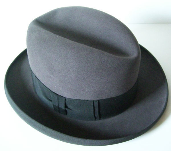 Items similar to Vintage Charcoal Gray Fur Felt Mens Fedora Hat on Etsy