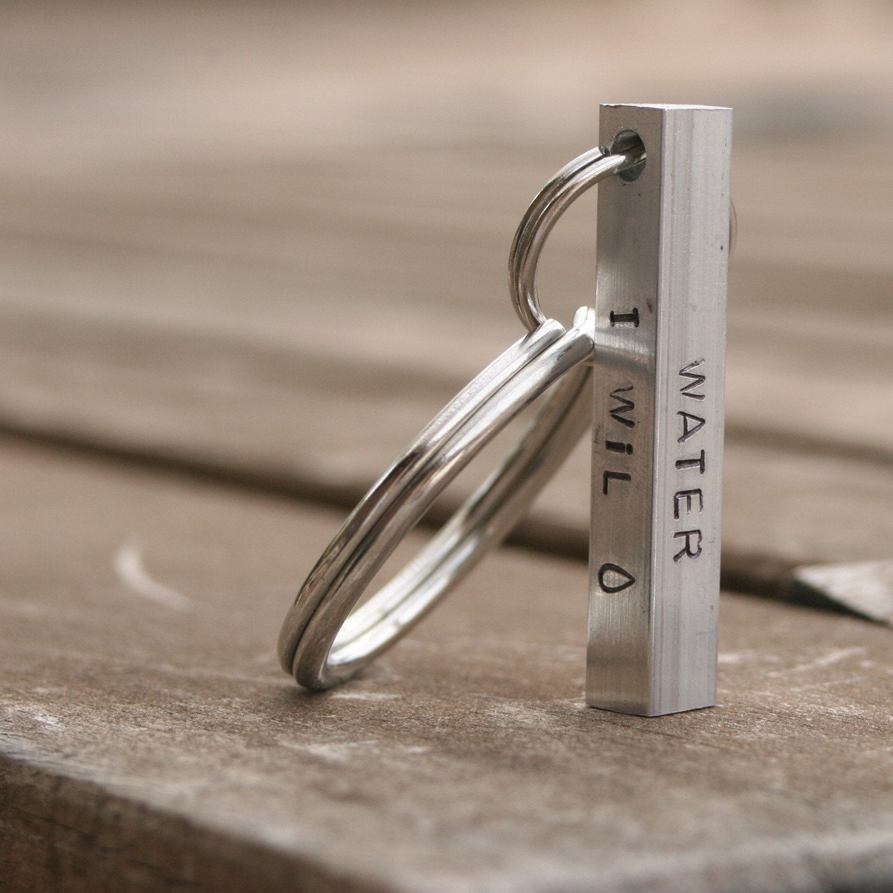 Personalized Silver Bar Keychain for Water is Life