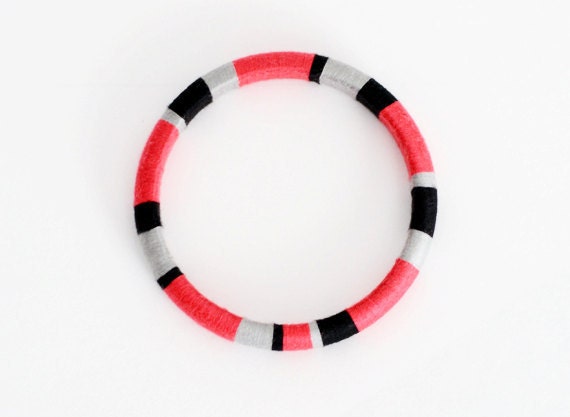 Pink. Grey. Black. Multi Color Thread Bracelet - no. 503